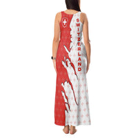 Switzerland Map Scratch Claw Swiss Flag Tank Maxi Dress with Vertical Text - Wonder Print Shop