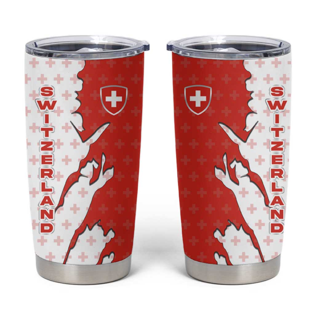 Switzerland Map Scratch Claw Swiss Flag Tumbler Cup with Vertical Text - Wonder Print Shop