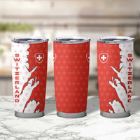 Switzerland Map Scratch Claw Swiss Flag Tumbler Cup with Vertical Text - Wonder Print Shop