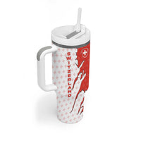Switzerland Map Scratch Claw Swiss Flag Tumbler With Handle with Vertical Text - Wonder Print Shop