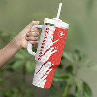 Switzerland Map Scratch Claw Swiss Flag Tumbler With Handle with Vertical Text - Wonder Print Shop