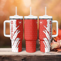 Switzerland Map Scratch Claw Swiss Flag Tumbler With Handle with Vertical Text - Wonder Print Shop