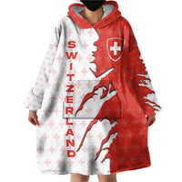 Switzerland Map Scratch Claw Swiss Flag Wearable Blanket Hoodie with Vertical Text - Wonder Print Shop