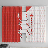 Switzerland Map Scratch Claw Swiss Flag Window Curtain with Vertical Text - Wonder Print Shop