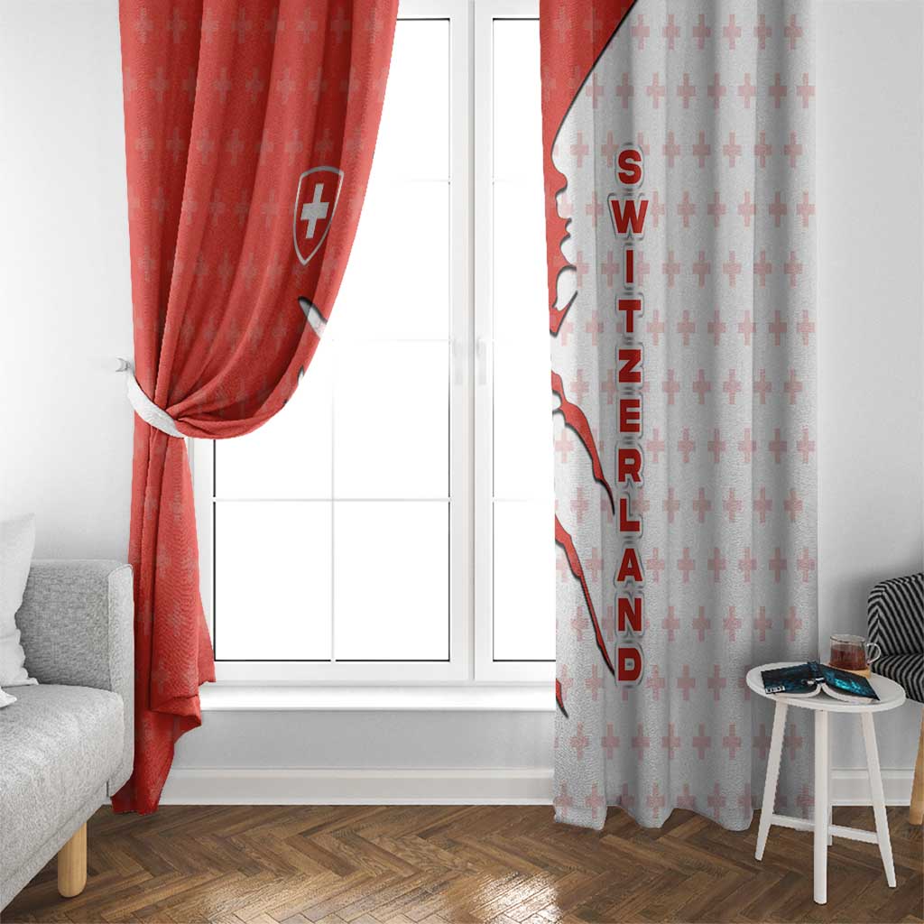 Switzerland Map Scratch Claw Swiss Flag Window Curtain with Vertical Text - Wonder Print Shop