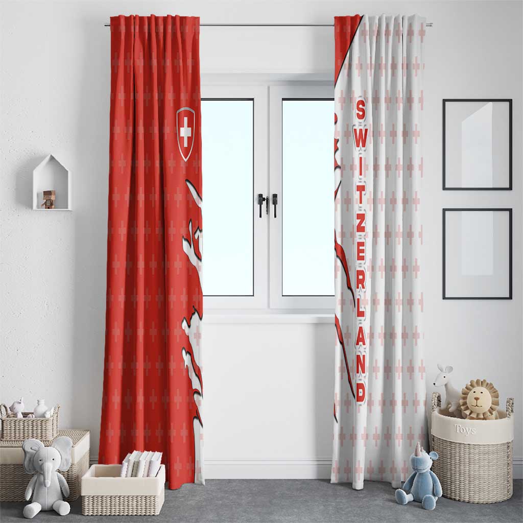 Switzerland Map Scratch Claw Swiss Flag Window Curtain with Vertical Text - Wonder Print Shop