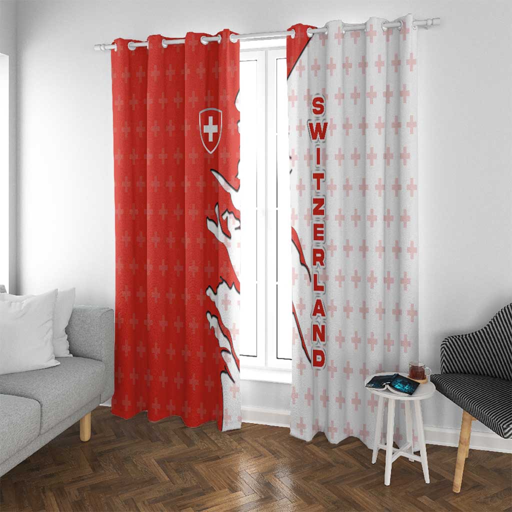 Switzerland Map Scratch Claw Swiss Flag Window Curtain with Vertical Text - Wonder Print Shop
