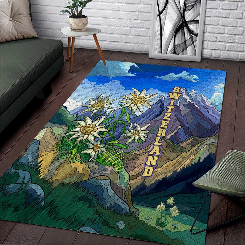 Edelweiss Flower Switzerland Mountain Area Rug - Wonder Print Shop