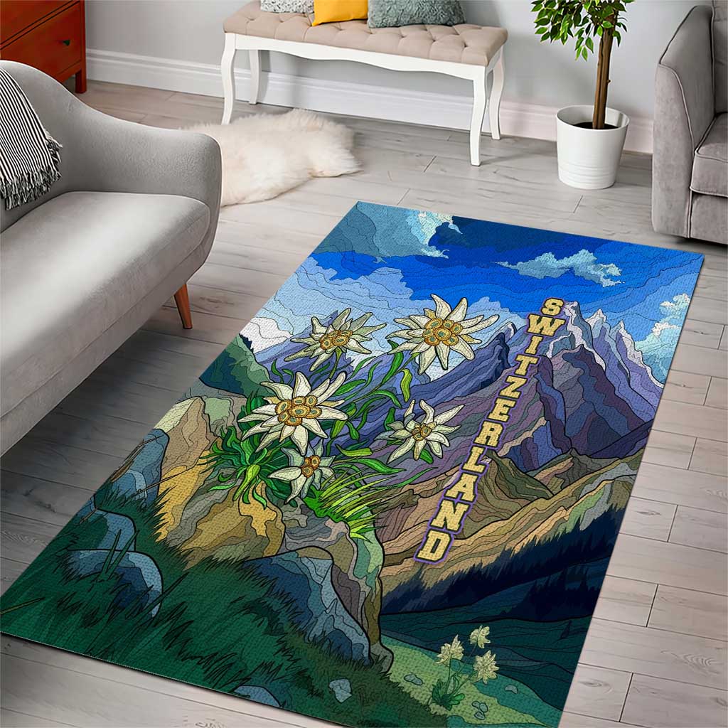 Edelweiss Flower Switzerland Mountain Area Rug - Wonder Print Shop