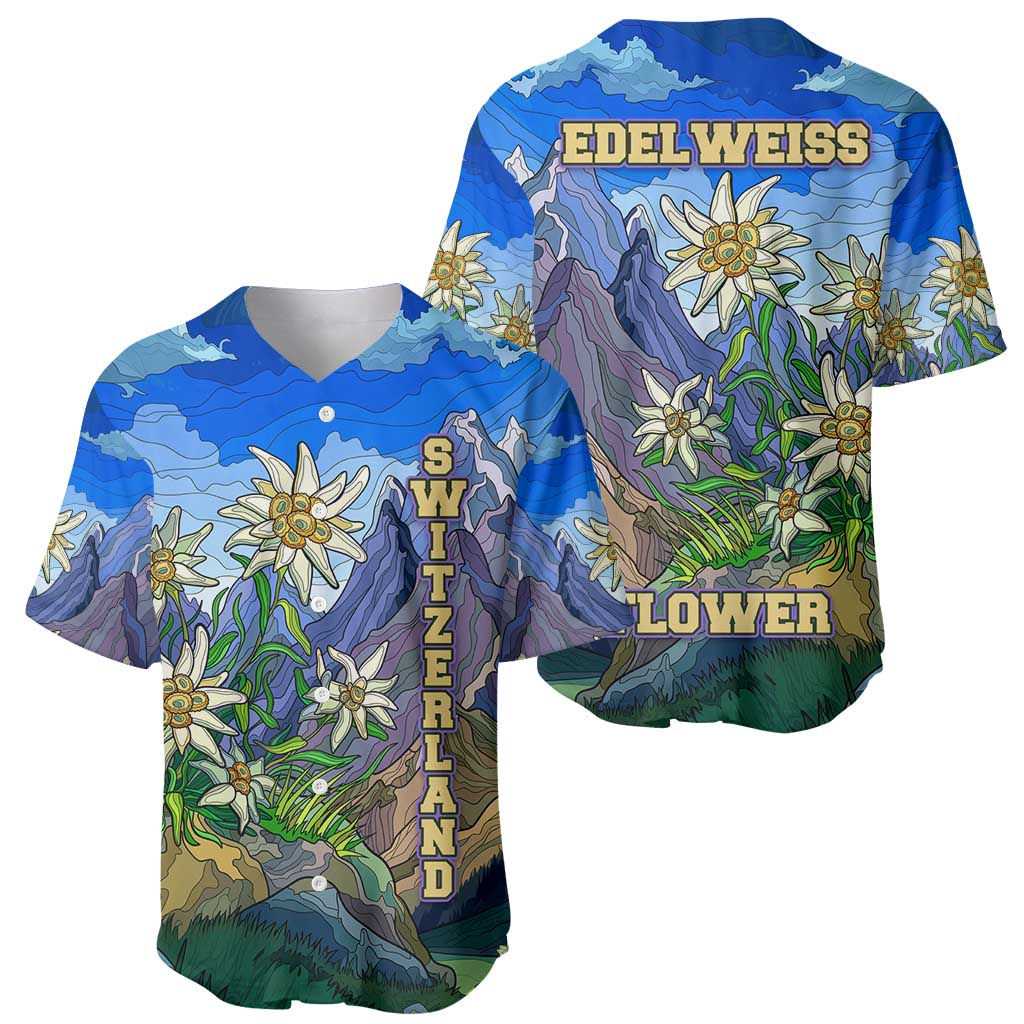 Edelweiss Flower Switzerland Mountain Baseball Jersey - Wonder Print Shop