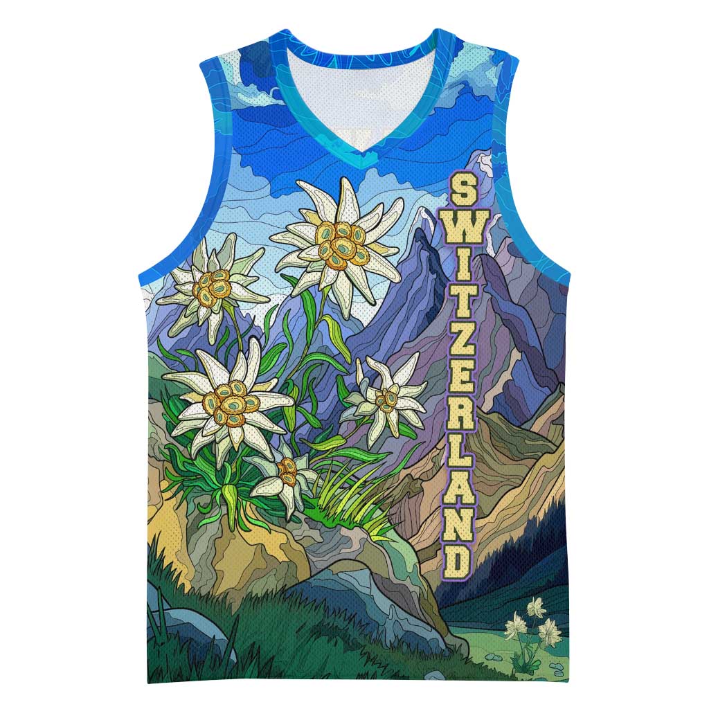 Edelweiss Flower Switzerland Mountain Basketball Jersey - Wonder Print Shop