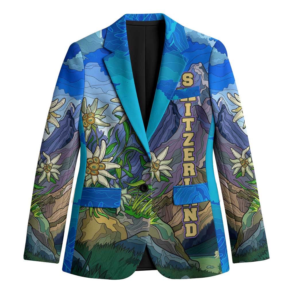 Edelweiss Flower Switzerland Mountain Blazer - Wonder Print Shop