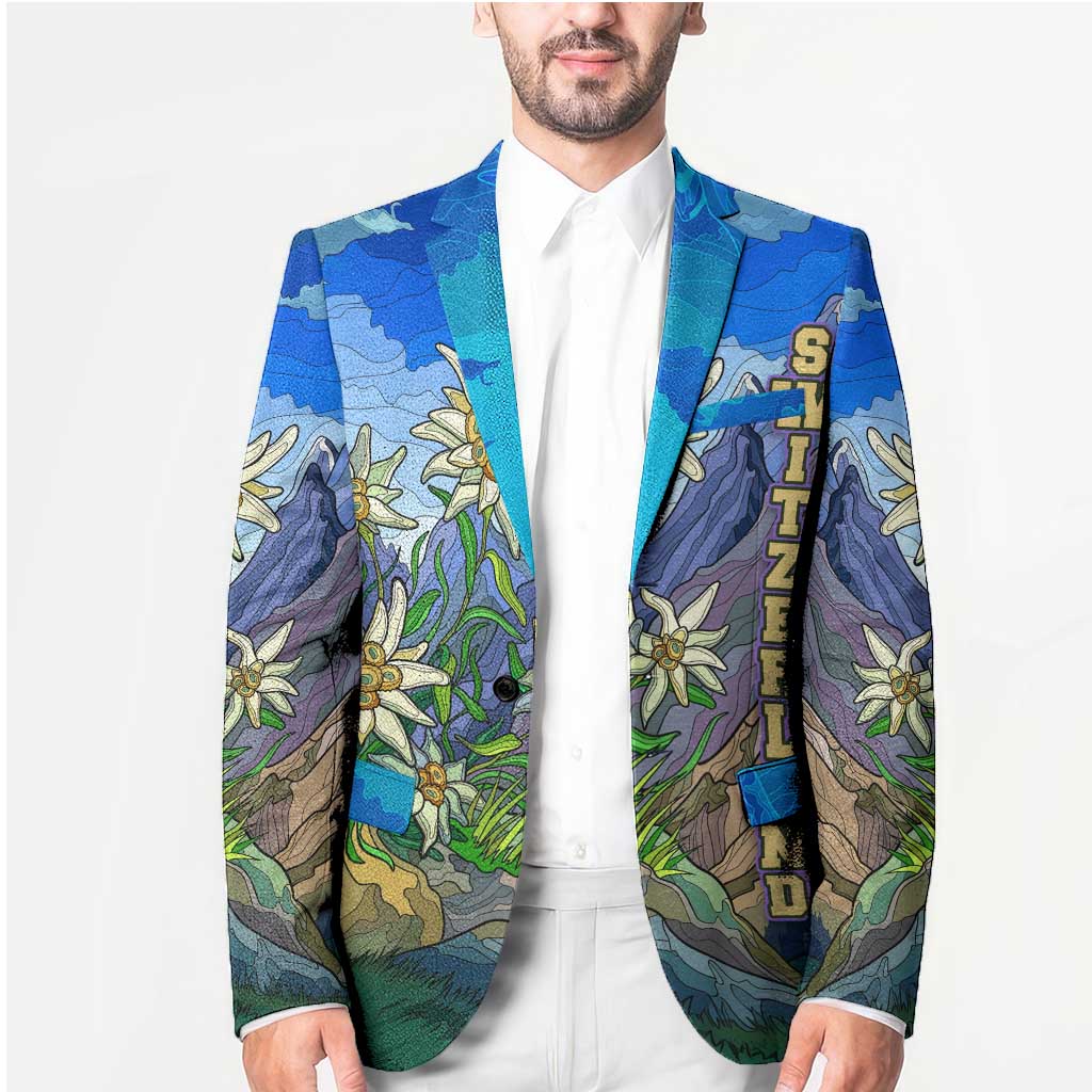 Edelweiss Flower Switzerland Mountain Blazer - Wonder Print Shop
