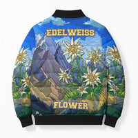 Edelweiss Flower Switzerland Mountain Bomber Puffer Jacket - Wonder Print Shop