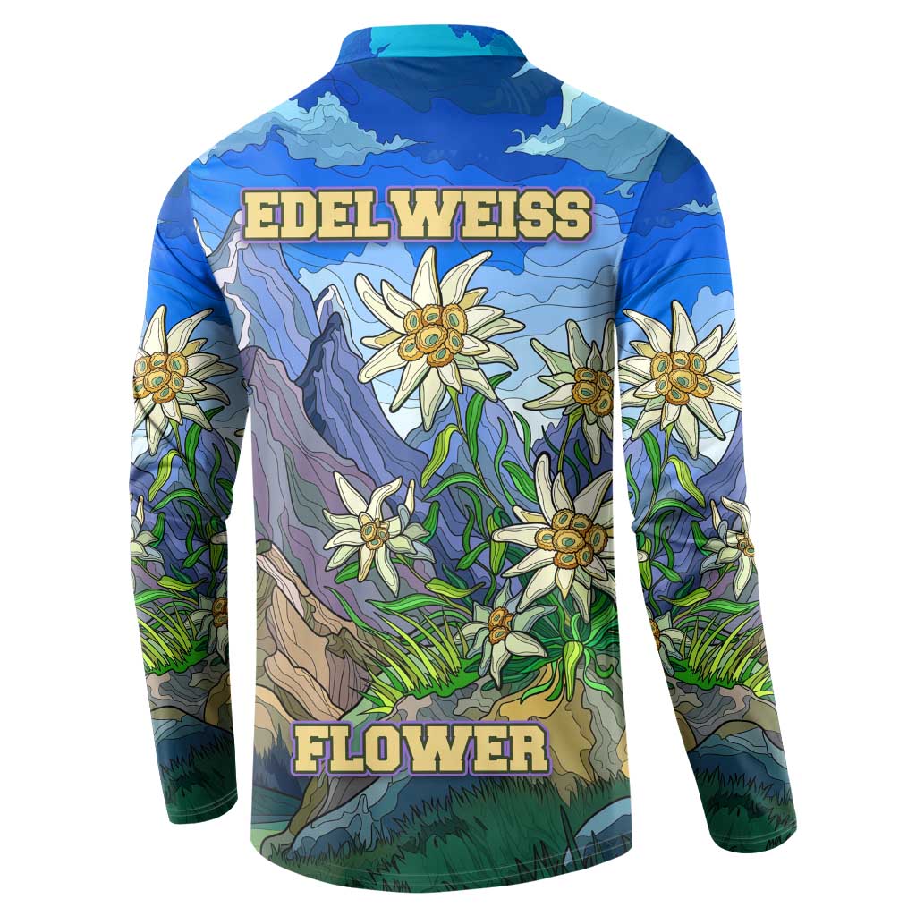 Edelweiss Flower Switzerland Mountain Button Sweatshirt - Wonder Print Shop