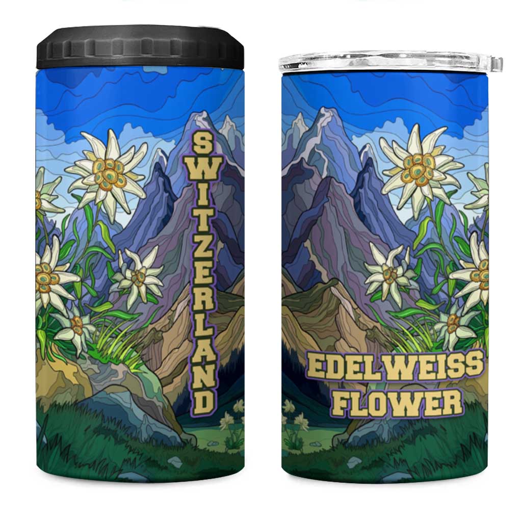 Edelweiss Flower Switzerland Mountain 4 in 1 Can Cooler Tumbler - Wonder Print Shop