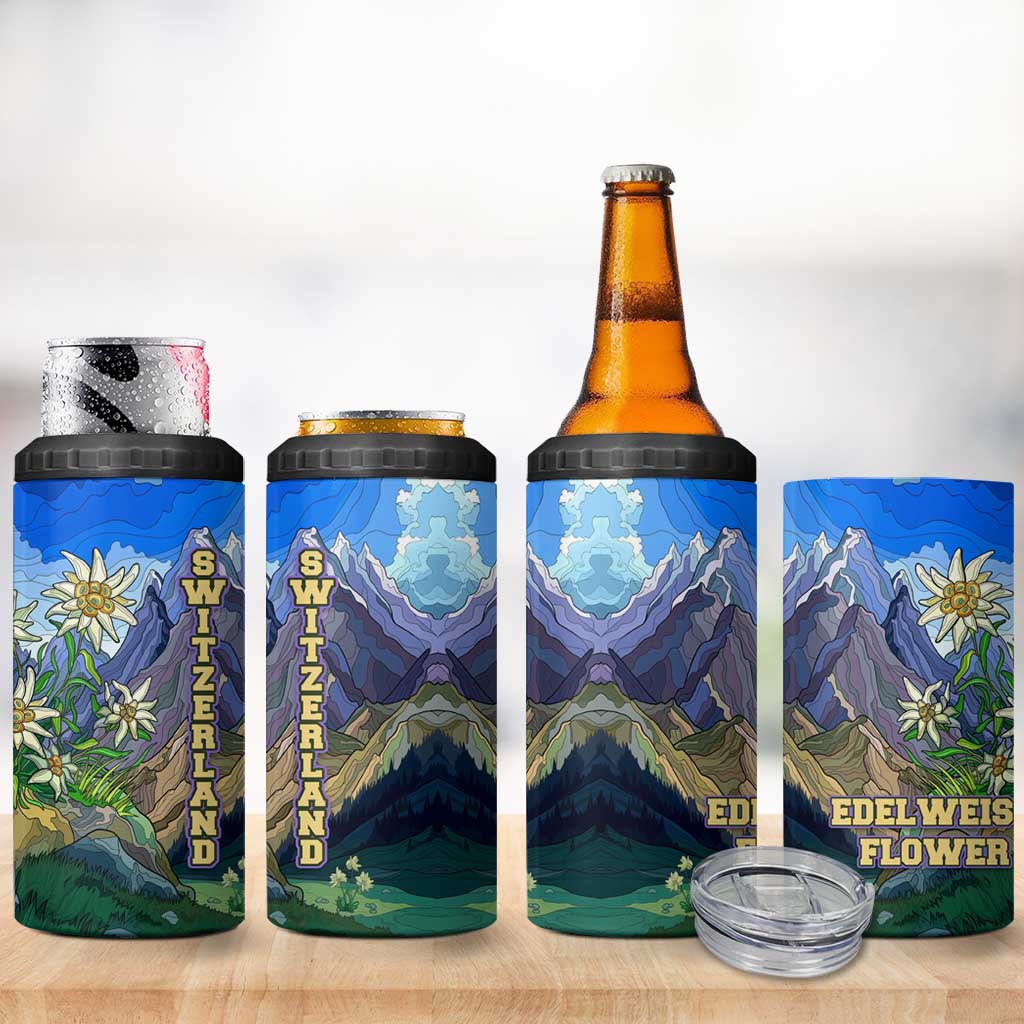 Edelweiss Flower Switzerland Mountain 4 in 1 Can Cooler Tumbler - Wonder Print Shop