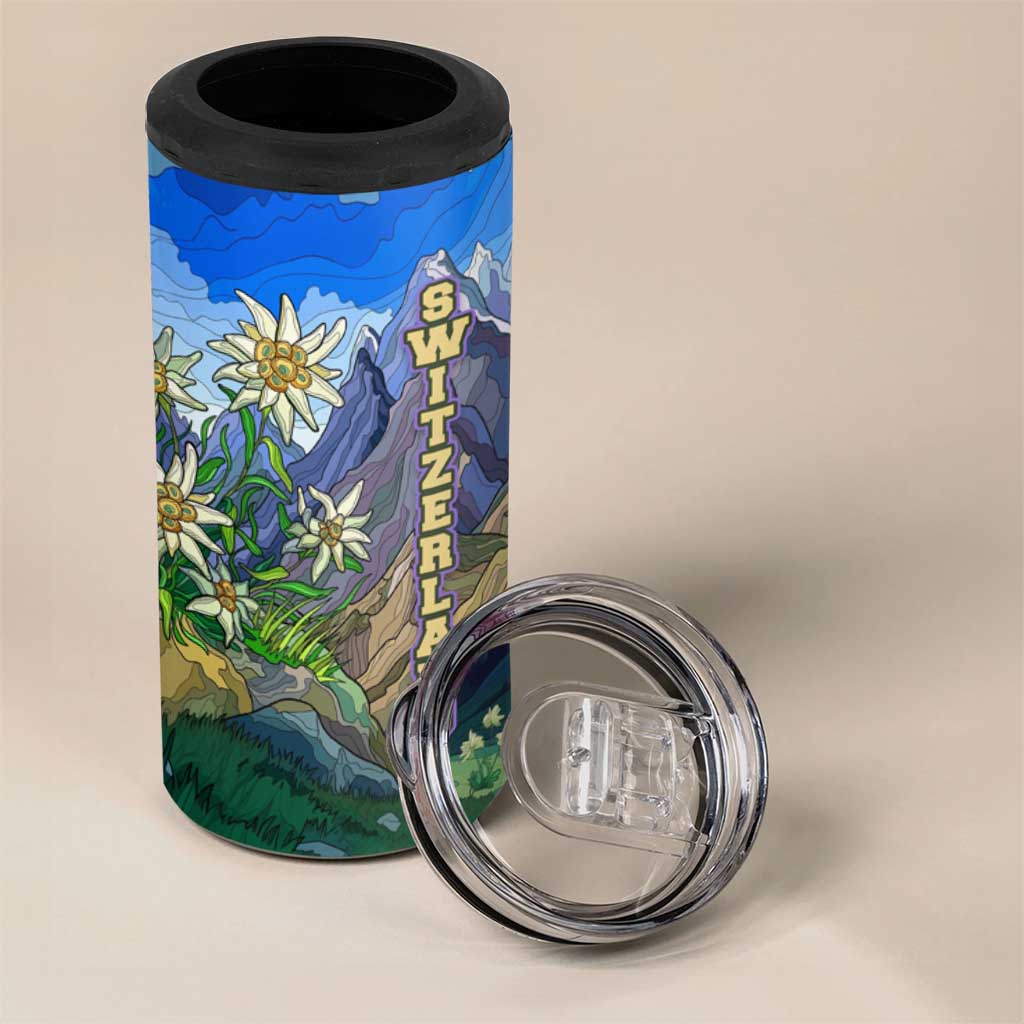 Edelweiss Flower Switzerland Mountain 4 in 1 Can Cooler Tumbler - Wonder Print Shop