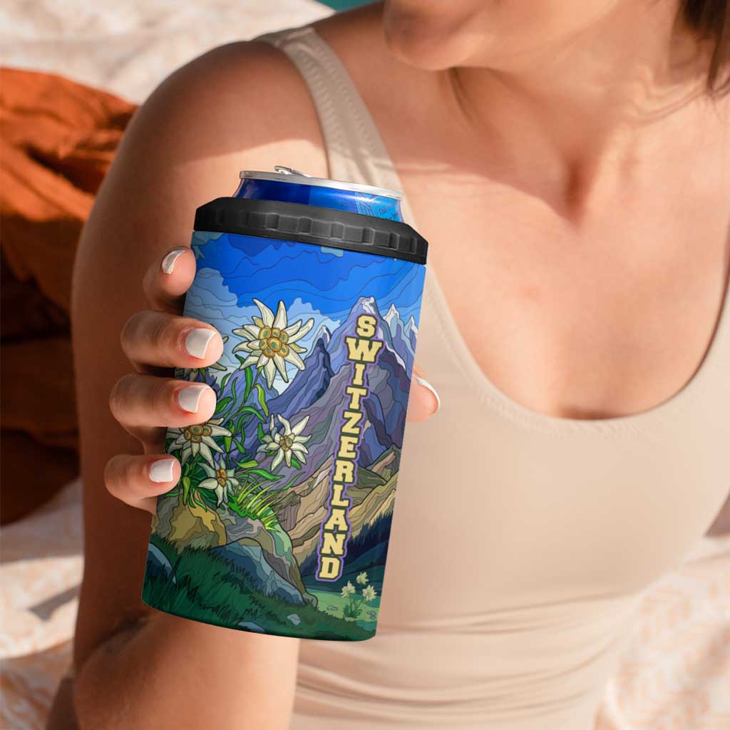 Edelweiss Flower Switzerland Mountain 4 in 1 Can Cooler Tumbler - Wonder Print Shop
