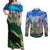 Edelweiss Flower Switzerland Mountain Couples Matching Off Shoulder Maxi Dress and Long Sleeve Button Shirt - Wonder Print Shop