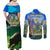 Edelweiss Flower Switzerland Mountain Couples Matching Off Shoulder Maxi Dress and Long Sleeve Button Shirt - Wonder Print Shop