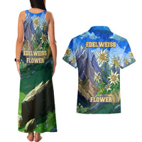 Edelweiss Flower Switzerland Mountain Couples Matching Tank Maxi Dress and Hawaiian Shirt - Wonder Print Shop