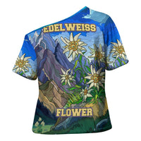 Edelweiss Flower Switzerland Mountain Cross Shoulder Shirt - Wonder Print Shop