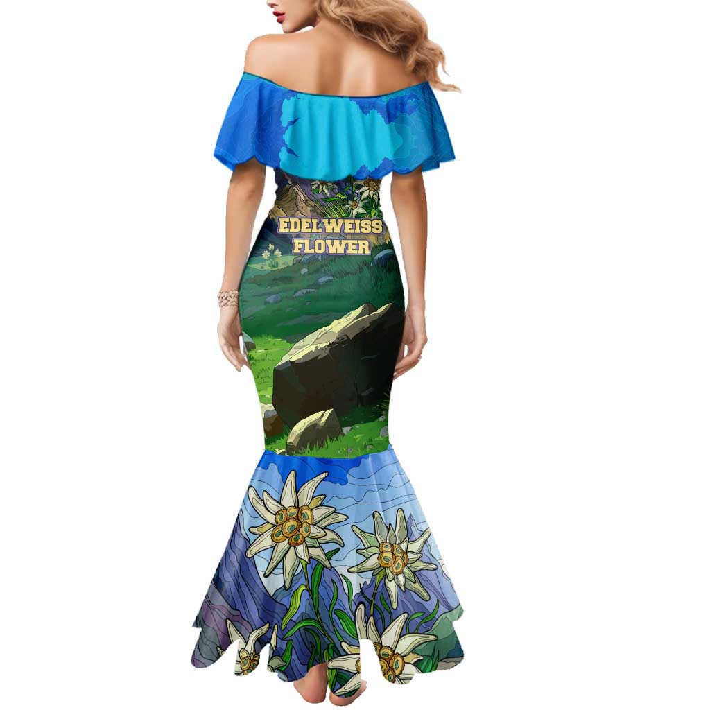 Edelweiss Flower Switzerland Mountain Family Matching Mermaid Dress and Hawaiian Shirt - Wonder Print Shop