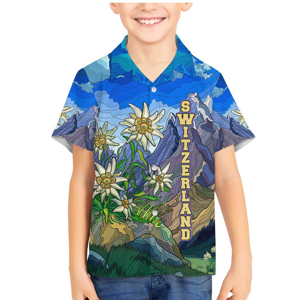 Edelweiss Flower Switzerland Mountain Family Matching Mermaid Dress and Hawaiian Shirt - Wonder Print Shop