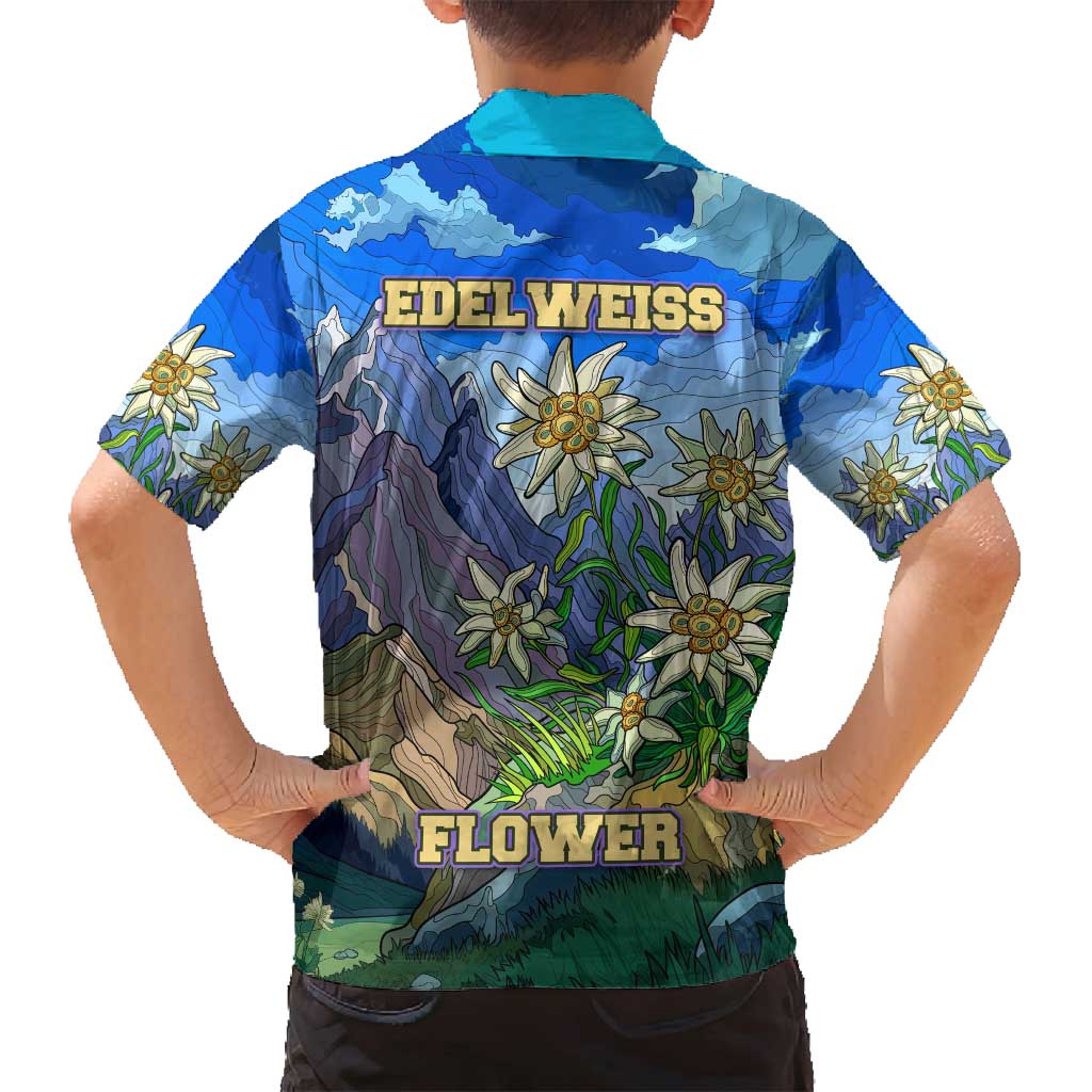 Edelweiss Flower Switzerland Mountain Family Matching Off Shoulder Short Dress and Hawaiian Shirt - Wonder Print Shop