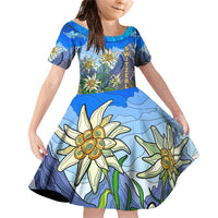 Edelweiss Flower Switzerland Mountain Family Matching Off Shoulder Short Dress and Hawaiian Shirt - Wonder Print Shop