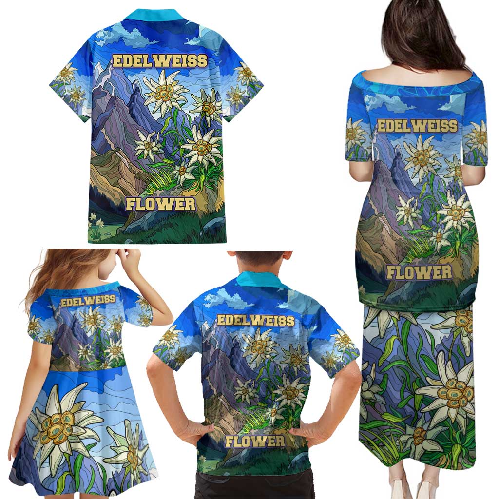 Edelweiss Flower Switzerland Mountain Family Matching Puletasi and Hawaiian Shirt - Wonder Print Shop
