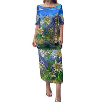 Edelweiss Flower Switzerland Mountain Family Matching Puletasi and Hawaiian Shirt - Wonder Print Shop