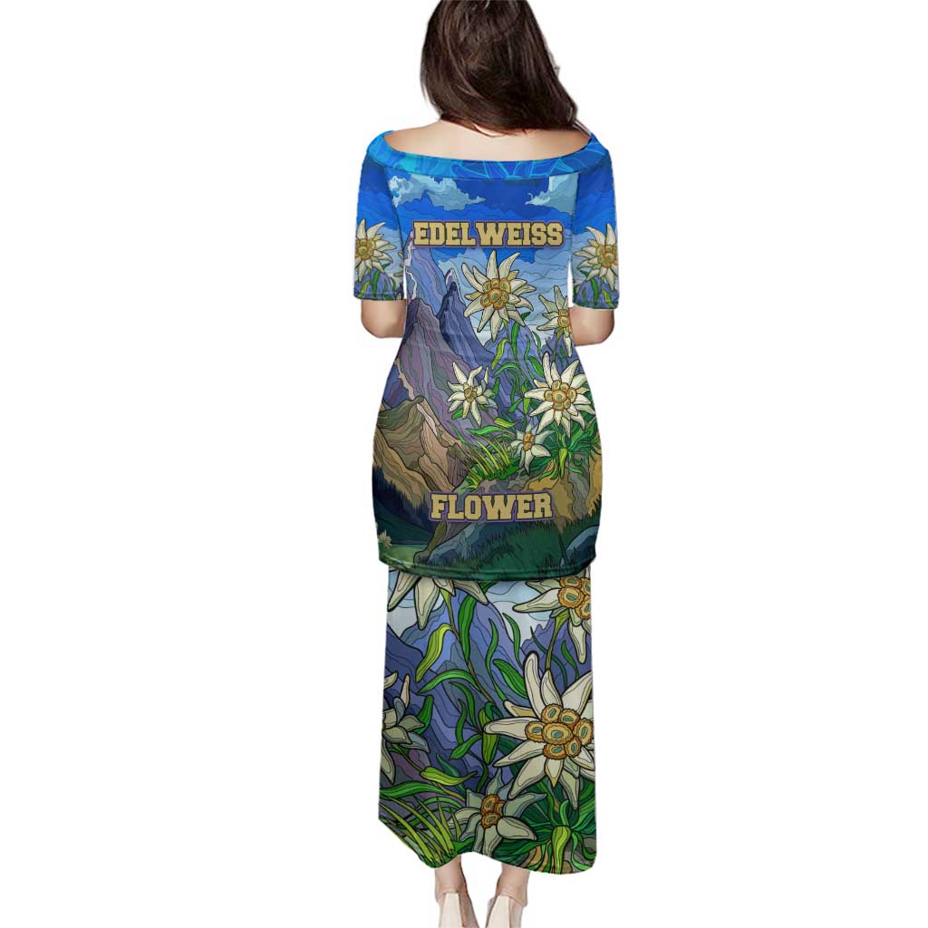 Edelweiss Flower Switzerland Mountain Family Matching Puletasi and Hawaiian Shirt - Wonder Print Shop