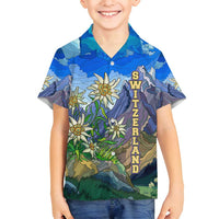 Edelweiss Flower Switzerland Mountain Family Matching Puletasi and Hawaiian Shirt - Wonder Print Shop