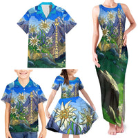 Edelweiss Flower Switzerland Mountain Family Matching Tank Maxi Dress and Hawaiian Shirt - Wonder Print Shop