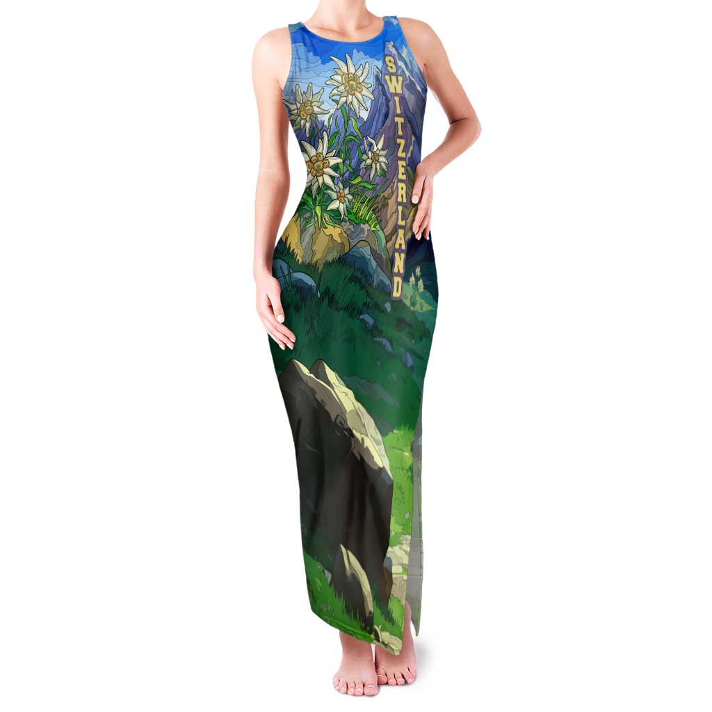 Edelweiss Flower Switzerland Mountain Family Matching Tank Maxi Dress and Hawaiian Shirt - Wonder Print Shop