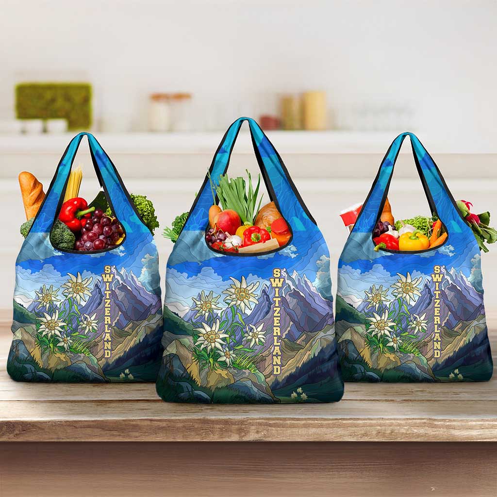 Edelweiss Flower Switzerland Mountain Grocery Bag - Wonder Print Shop