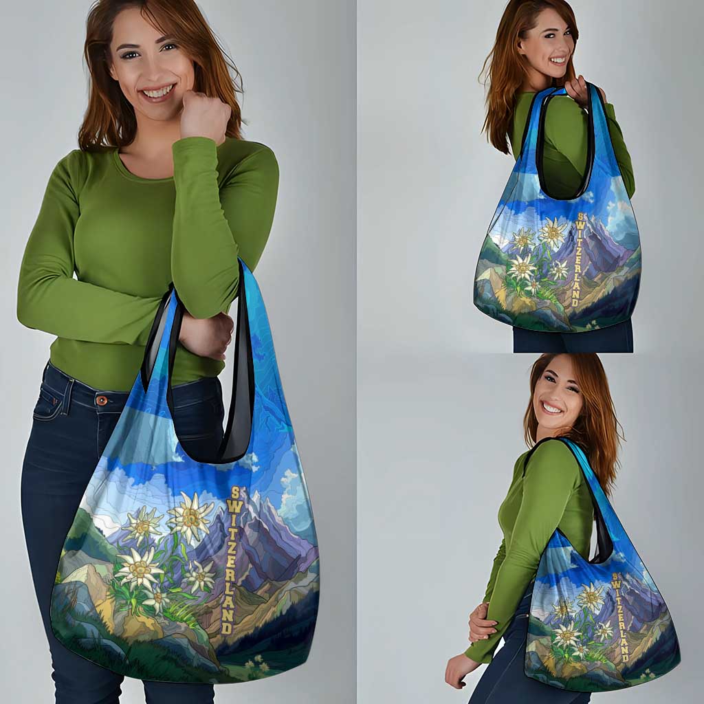 Edelweiss Flower Switzerland Mountain Grocery Bag - Wonder Print Shop