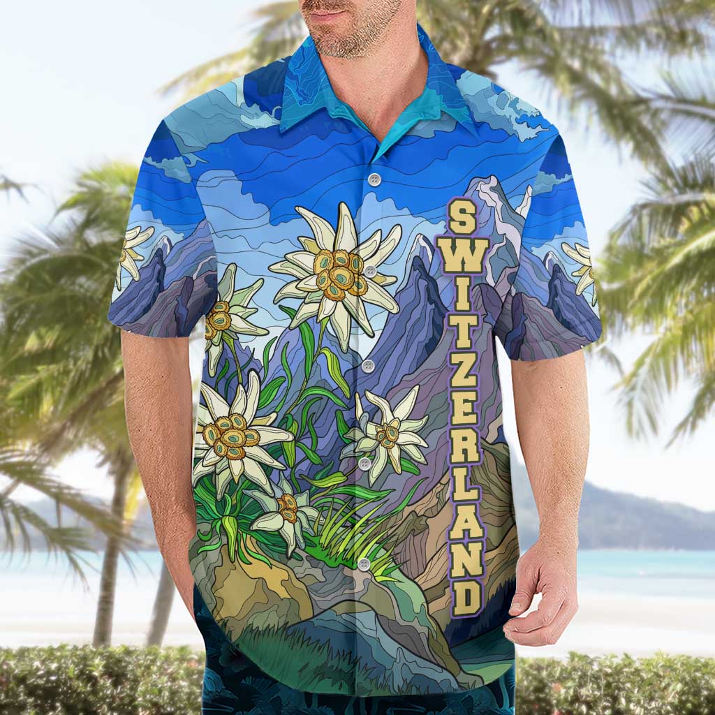 Edelweiss Flower Switzerland Mountain Hawaiian Shirt - Wonder Print Shop