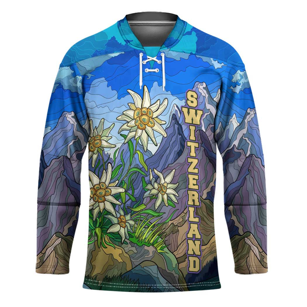Edelweiss Flower Switzerland Mountain Hockey Jersey - Wonder Print Shop