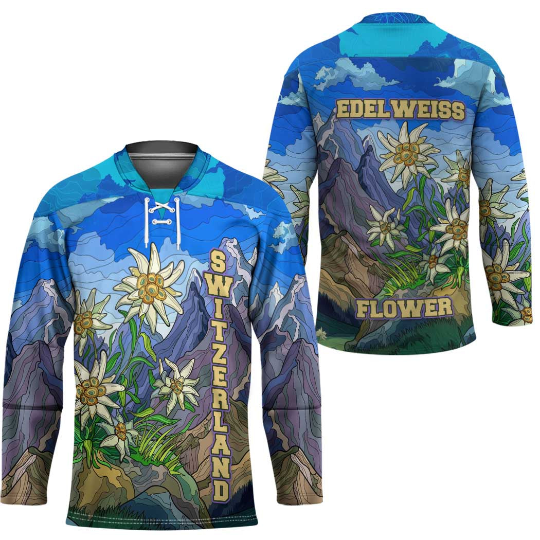 Edelweiss Flower Switzerland Mountain Hockey Jersey - Wonder Print Shop