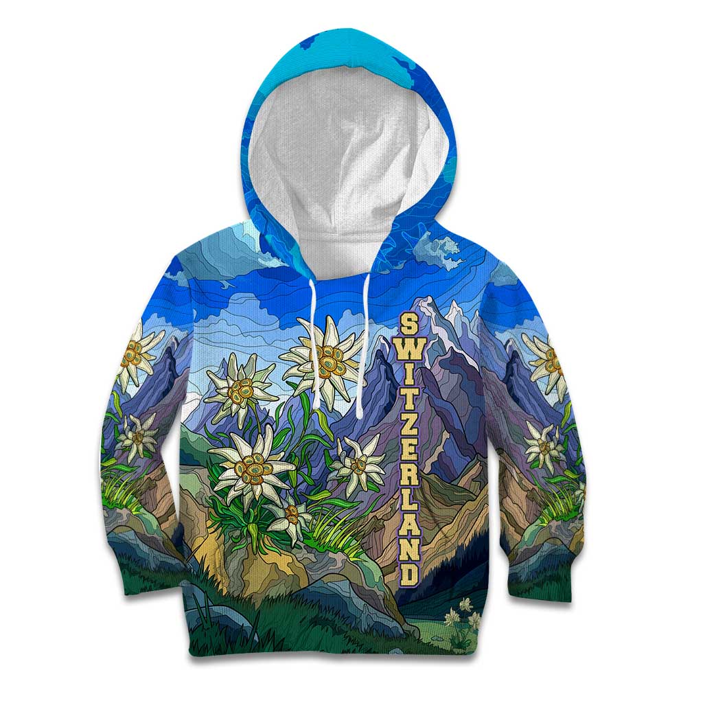 Edelweiss Flower Switzerland Mountain Kid Hoodie - Wonder Print Shop
