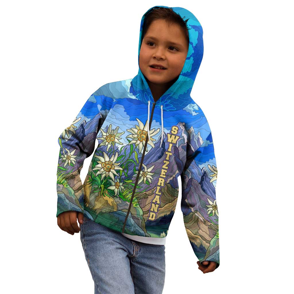 Edelweiss Flower Switzerland Mountain Kid Hoodie - Wonder Print Shop