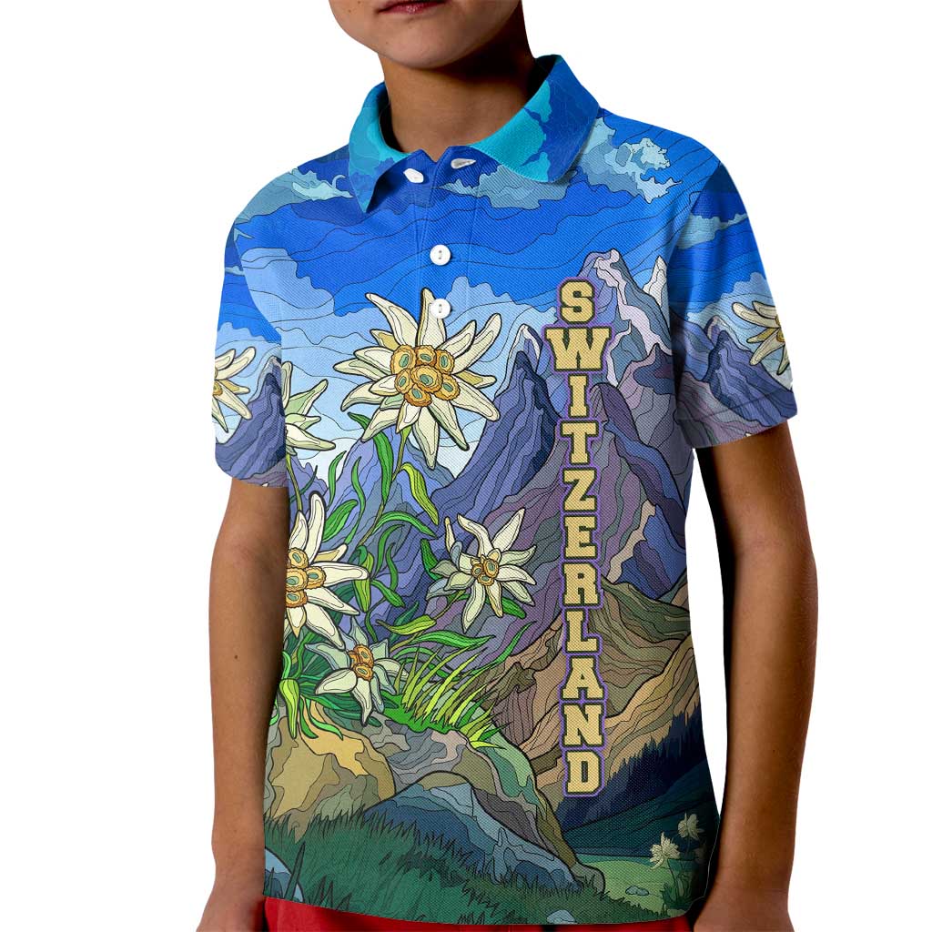 Edelweiss Flower Switzerland Mountain Kid Polo Shirt - Wonder Print Shop