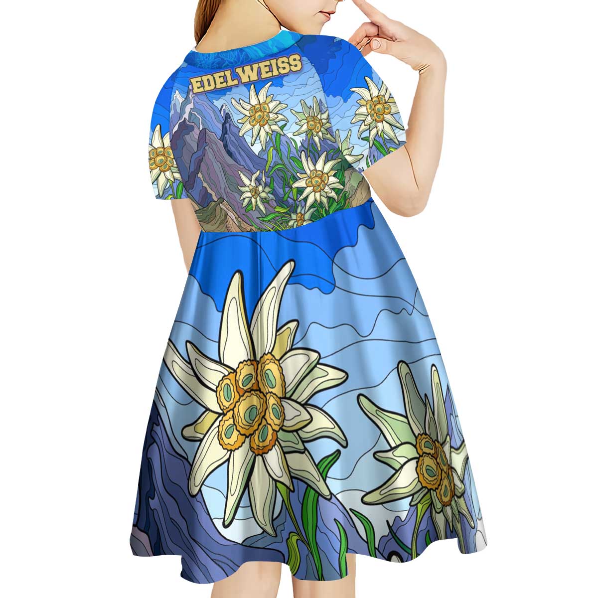 Edelweiss Flower Switzerland Mountain Kid Short Sleeve Dress - Wonder Print Shop