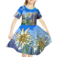 Edelweiss Flower Switzerland Mountain Kid Short Sleeve Dress - Wonder Print Shop