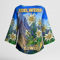 Edelweiss Flower Switzerland Mountain Kimono Sleeve Blouse - Wonder Print Shop