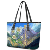 Edelweiss Flower Switzerland Mountain Leather Tote Bag - Wonder Print Shop