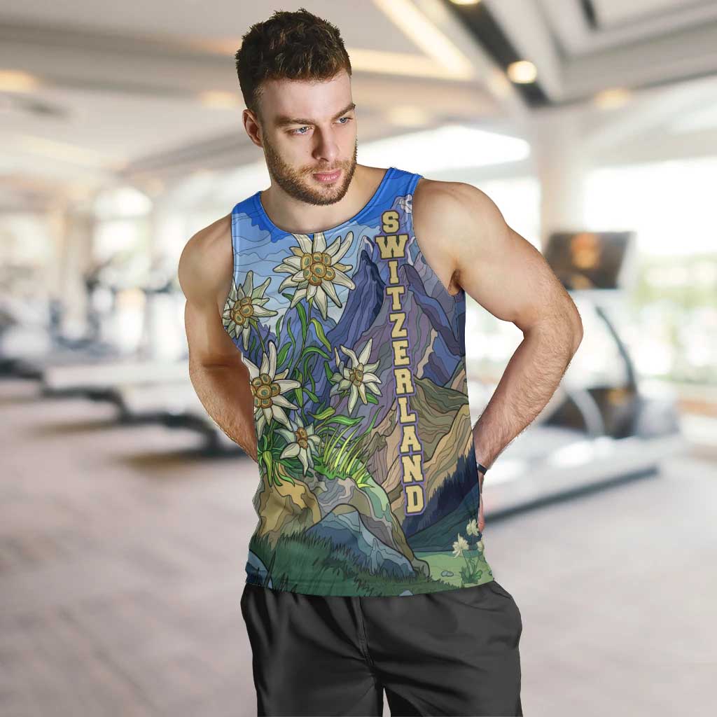 Edelweiss Flower Switzerland Mountain Men Tank Top - Wonder Print Shop